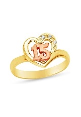 mini cubic zirconia heart three color gold baby ring